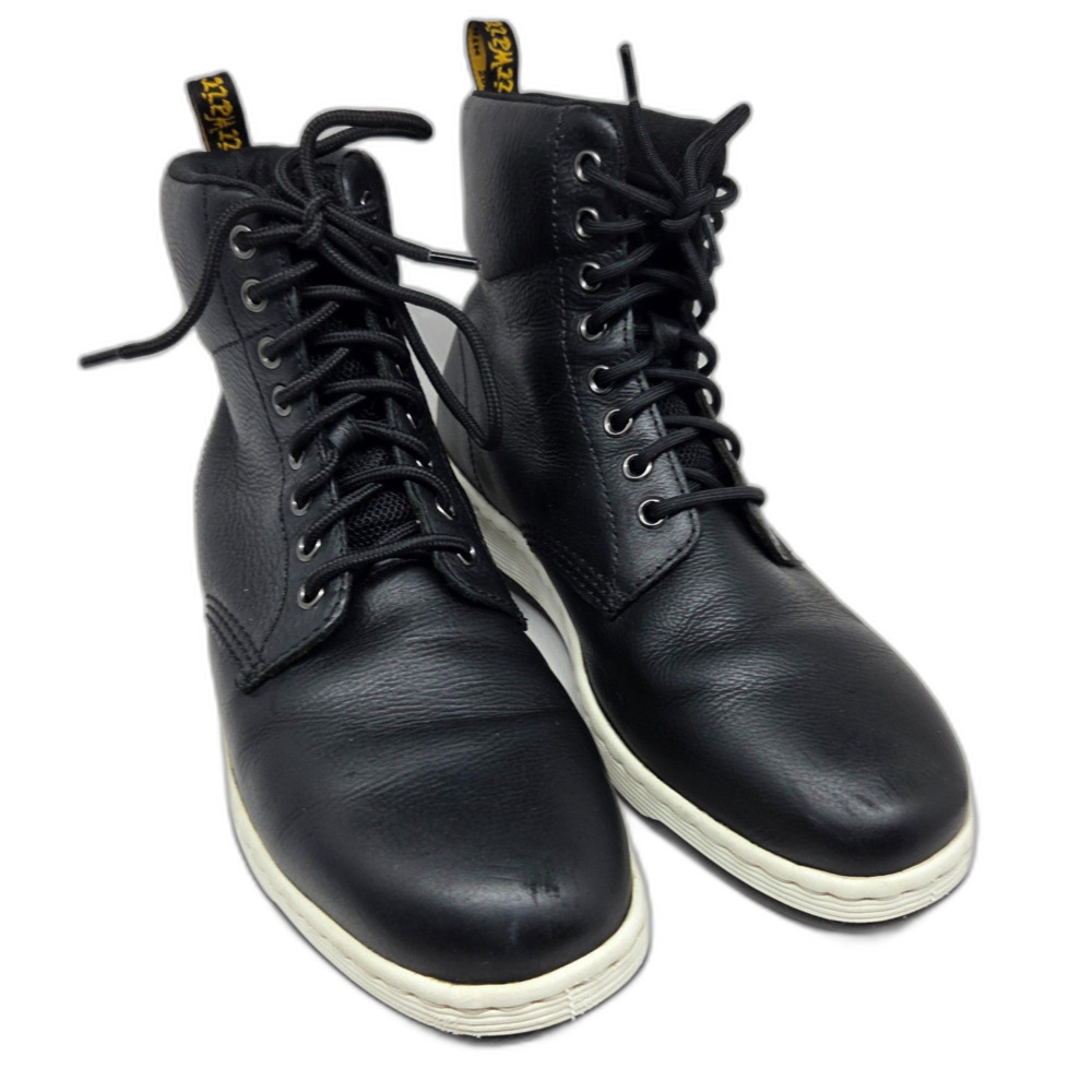 Dr Martens "RIGAL" 8 Eye Black Leather Lightweight Boots Mens US 10 Womens 11